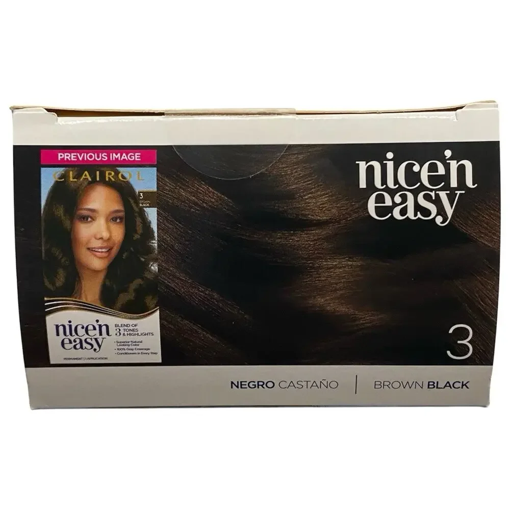 Clairol Nice'n Easy Permanent Hair Dye 3 Brown Black Hair Color, Pack of 3